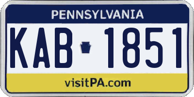 PA license plate KAB1851