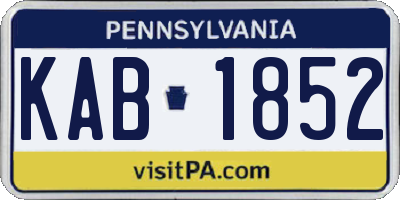 PA license plate KAB1852