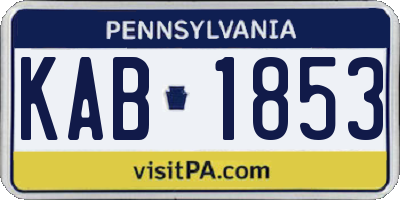 PA license plate KAB1853