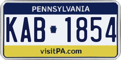 PA license plate KAB1854