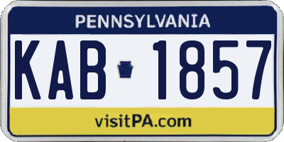 PA license plate KAB1857