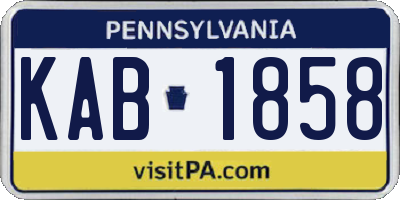 PA license plate KAB1858