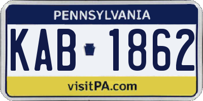 PA license plate KAB1862