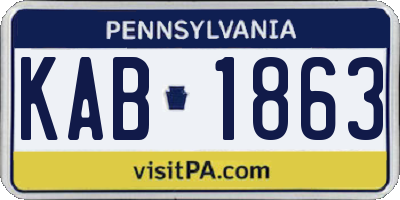 PA license plate KAB1863
