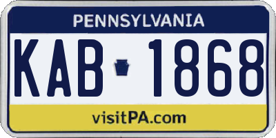 PA license plate KAB1868