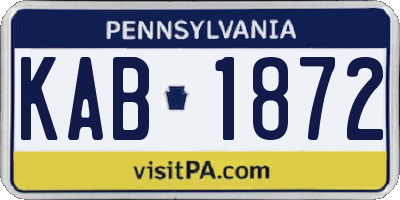 PA license plate KAB1872