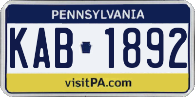 PA license plate KAB1892