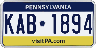 PA license plate KAB1894