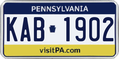 PA license plate KAB1902