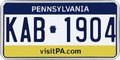 PA license plate KAB1904