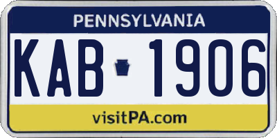 PA license plate KAB1906