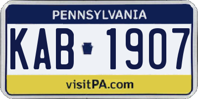PA license plate KAB1907