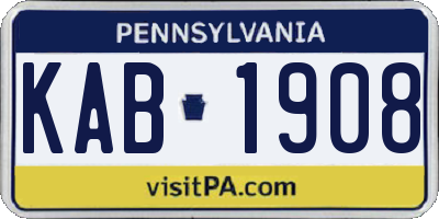 PA license plate KAB1908