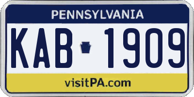 PA license plate KAB1909