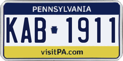 PA license plate KAB1911