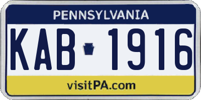 PA license plate KAB1916