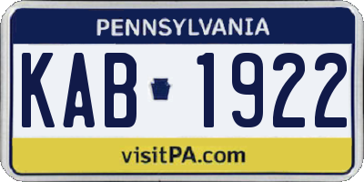 PA license plate KAB1922