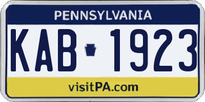 PA license plate KAB1923