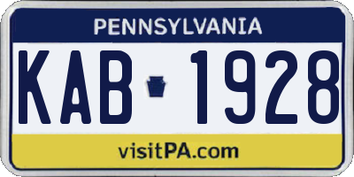 PA license plate KAB1928