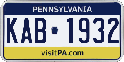 PA license plate KAB1932
