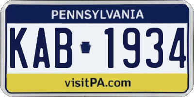 PA license plate KAB1934