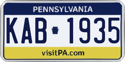 PA license plate KAB1935