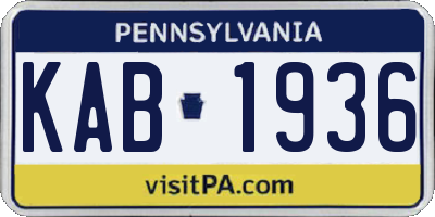 PA license plate KAB1936