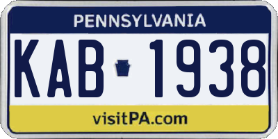 PA license plate KAB1938