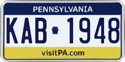 PA license plate KAB1948