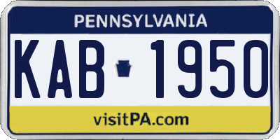 PA license plate KAB1950