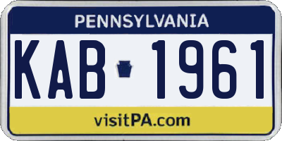 PA license plate KAB1961