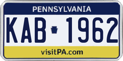 PA license plate KAB1962