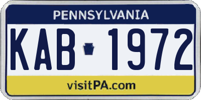 PA license plate KAB1972