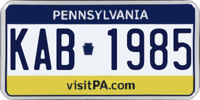 PA license plate KAB1985