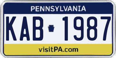 PA license plate KAB1987