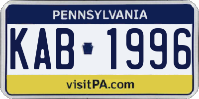PA license plate KAB1996