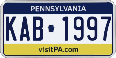 PA license plate KAB1997