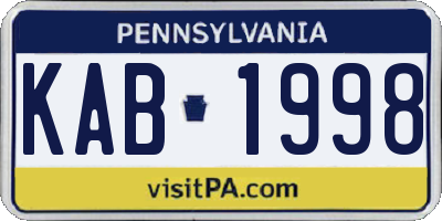 PA license plate KAB1998