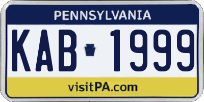PA license plate KAB1999
