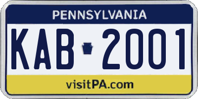 PA license plate KAB2001