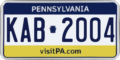 PA license plate KAB2004