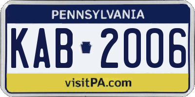 PA license plate KAB2006