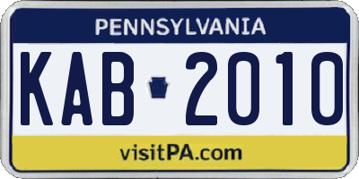 PA license plate KAB2010