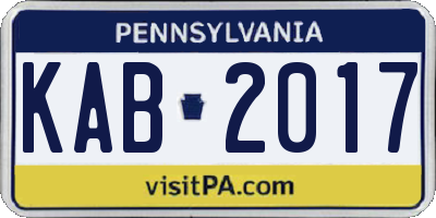 PA license plate KAB2017