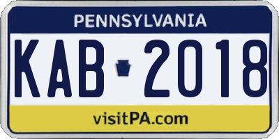 PA license plate KAB2018