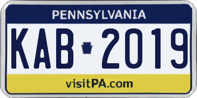 PA license plate KAB2019