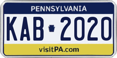 PA license plate KAB2020