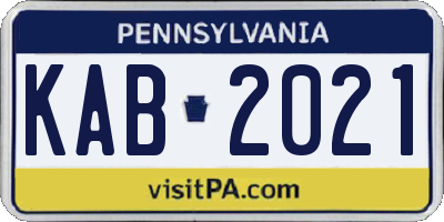 PA license plate KAB2021