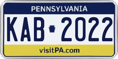PA license plate KAB2022