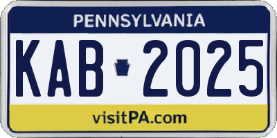 PA license plate KAB2025